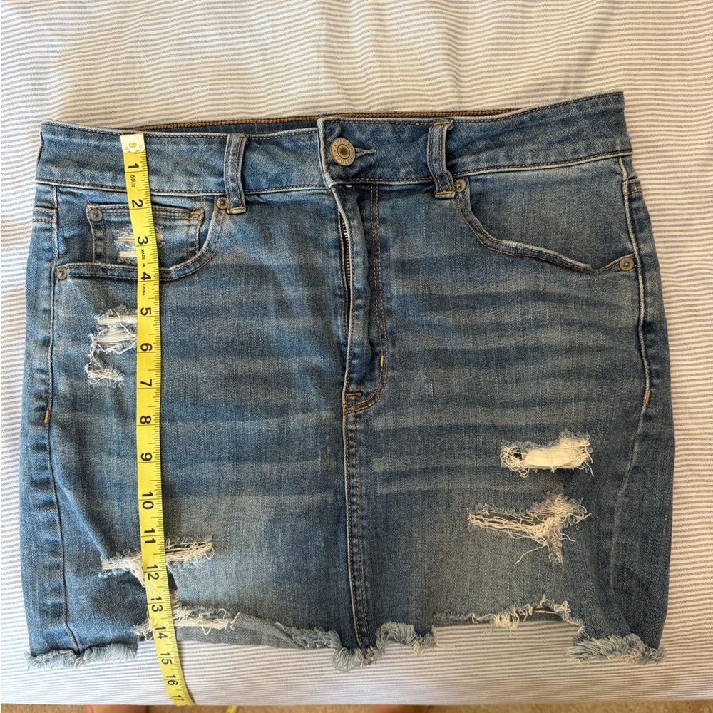 American Eagle Outfitters Distressed Denim Mini Skirt - Blue